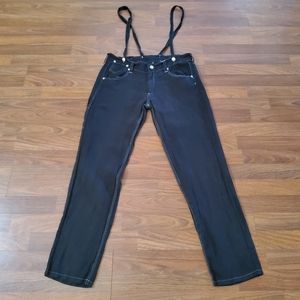 Johnny Was Suspender Strap Casual Pants Size M Black New